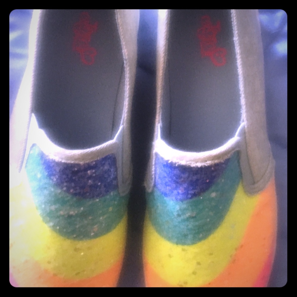 Brand New JoJo Siwa Rainbow loafers big girls 4.5
